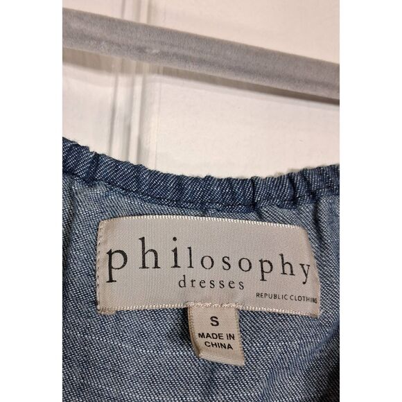 Philosophy womens small shift dress jeans denim blue tassel with pockets - Picture 7 of 9